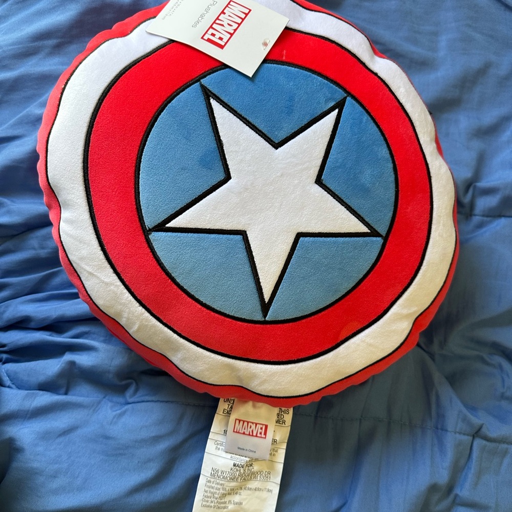 Marvel Red and Blue Accent Pillows with Iconic Shield Design